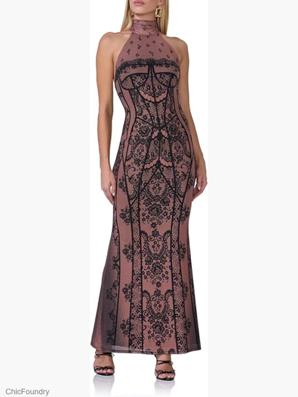 Halter Neck Open Back Maxi Bodycon Formal Dress